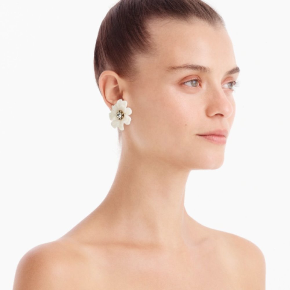 NWT J. Crew Women's Full Bloom Flower Earrings - Picture 2 of 2